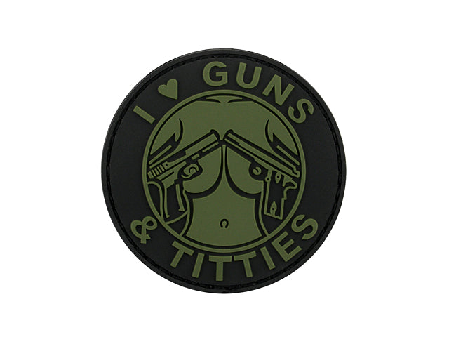 I LOVE GUNS & TITTIES PATCH - GREEN