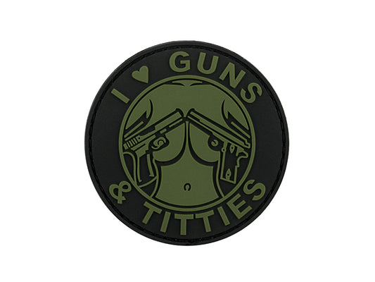 I LOVE GUNS & TITTIES PATCH - GREEN